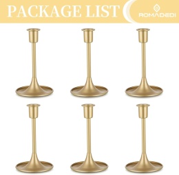 Romadedi Świecznik, świecznik, świece prętowe, zestaw 6 sztuk metalowe