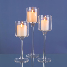 Romadedi Szklany świecznik zestaw 3 sztuk, 20/23/26 cm