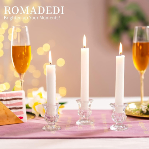 Romadedi Szklany świecznik zestaw 3 sztuk 48 cm, 43 cm, 37 cm Romadedi Szklany świecznik zestaw 3 sztuk 48 cm, 43 cm, 37 cm