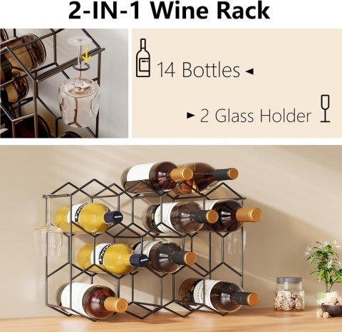 Stojak na wino Urban Deco Countertop na 14 butelek Stojak na wino Urban Deco Countertop na 14 butelek