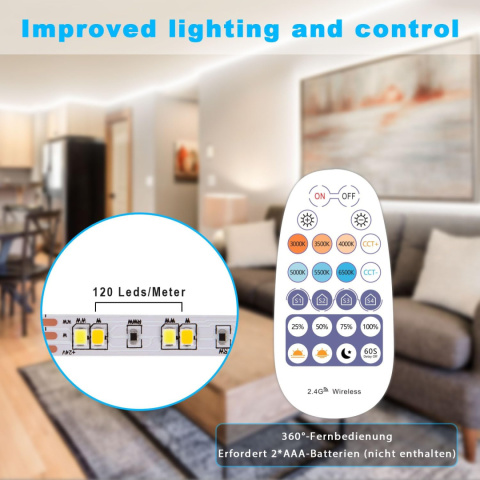 TENDIST Taśma LED 20 m, c3000 K - 6500 K, kompatybilna z Alexą Smart TENDIST Taśma LED 20 m, c3000 K - 6500 K, kompatybilna z Alexą Smart