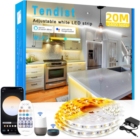 TENDIST Taśma LED 20 m, c3000 K - 6500 K, kompatybilna z Alexą Smart TENDIST Taśma LED 20 m, c3000 K - 6500 K, kompatybilna z Alexą Smart
