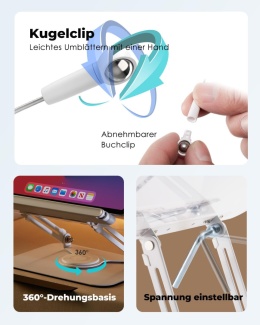 Viozon DE-R22 stojak na książkę, z regulacją wysokości, obracany 360