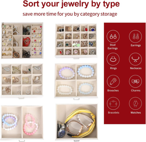 Yorbay Seelux szkatułka na biżuterię, z 5 szufladami i lustrem