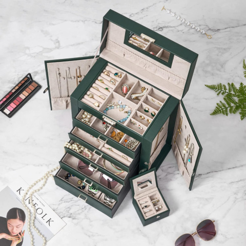 Yorbay Seelux szkatułka na biżuterię, z 5 szufladami i lustrem