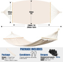 Anyoo bawełniany hamak XXL z drewnianymi pretami 120 cm, do 200kg