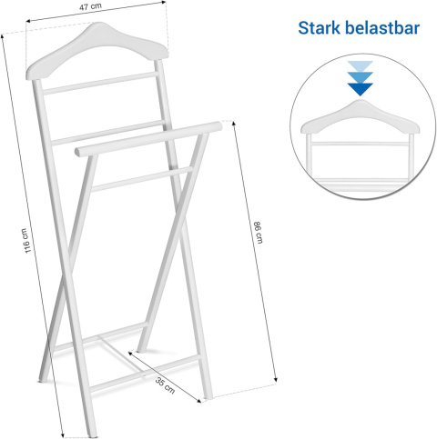 Betten wieszak na ubrania, szer. 47 x dł. 35 x wys. 116 cm, bialy buk Betten wieszak na ubrania, szer. 47 x dł. 35 x wys. 116 cm, bialy buk