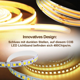 COB taśma świetlna LED 3000K 5m 480 diod LED/m elastyczna bez zasilacza