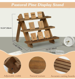 Emibele stojak na kolczyki, 3-poziomowy drewniany stojak
