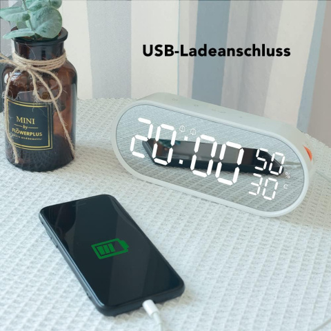 FanJu Cyfrowy budzik LED, wskaźnikiem temperatury, port ładowania USB FanJu Cyfrowy budzik LED, wskaźnikiem temperatury, port ładowania USB