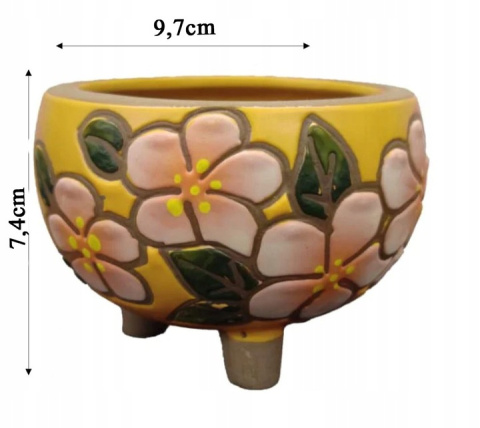 Gaplarate ceramiczna doniczna na nogach, recznie malowana 9.7 cm Gaplarate ceramiczna doniczna na nogach, recznie malowana 9.7 cm