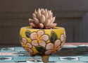 Gaplarate ceramiczna doniczna na nogach, recznie malowana 9.7 cm