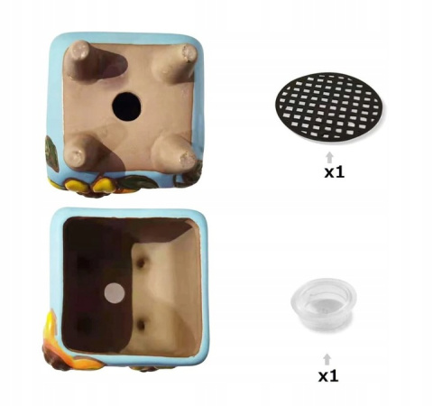 Gaplarate ceramiczna doniczna na nogach, recznie malowana 10 cm Gaplarate ceramiczna doniczna na nogach, recznie malowana 10 cm