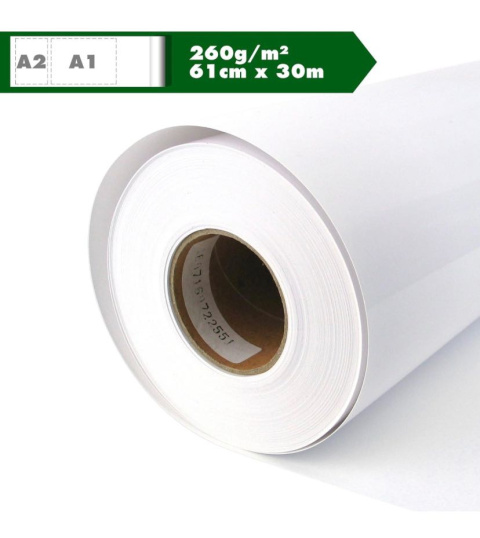Inkjet rolka do plotera,wysoki połysk, papier fotograficzny 260 g/m², 61 cm x 30 m, A1 A2, błyszczący, wodoszczelny Inkjet rolka do plotera,wysoki połysk, papier fotograficzny 260 g/m², 61 cm x 30 m, A1 A2, błyszczący, wodoszczelny