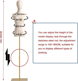 Kobiecy tułów manekina, regulowany stojak ekspozycyjny 38 x 86 x 66 x 84