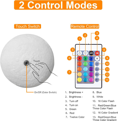 Lampa LED 3D, 16 kolorów, ściemniana, dotykowa lampka nocna z pilotem , RGB Lampa LED 3D, 16 kolorów, ściemniana, dotykowa lampka nocna z pilotem , RGB