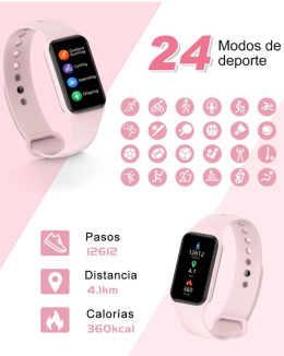 OWODO Damski Smartwatch,Inteligentny zegarek dla kobiet z oksymetrem (SpO2) dwa paski rozowy i czarny