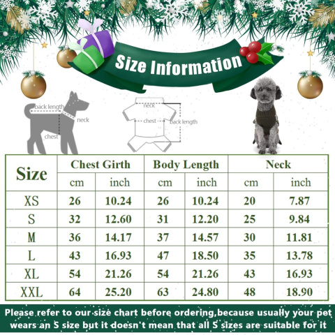 Swiateczny sweter dla psa miękki, cieply rozmiar XL Swiateczny sweter dla psa miękki, cieply rozmiar XL
