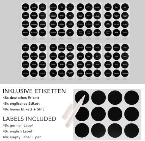 28 słoików na przyprawy, szklane 170 ml - zestaw XXL 28 słoików na przyprawy, szklane 170 ml - zestaw XXL