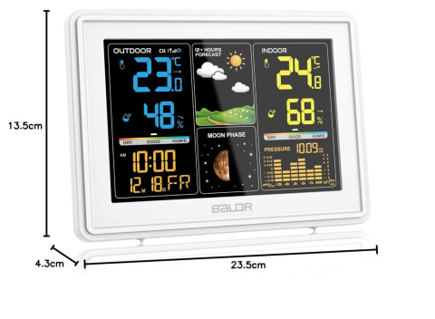BALDR radiowa stacja pogodowa z czujnikiem zewnętrznym, zegar radiowy