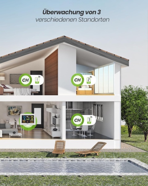 BALDR radiowa stacja pogodowa z czujnikiem zewnętrznym, zegar radiowy