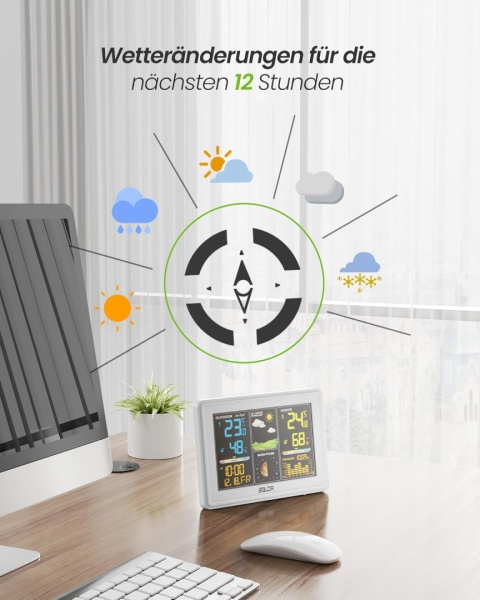 BALDR radiowa stacja pogodowa z czujnikiem zewnętrznym, zegar radiowy