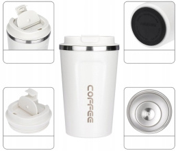 BIAŁY KUBEK TERMICZNY NA WYNOS MAŁY TERMOS COFFE TO GO 380ml EKO