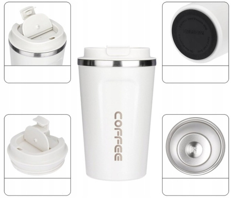 BIAŁY KUBEK TERMICZNY NA WYNOS MAŁY TERMOS COFFE TO GO 380ml EKO BIAŁY KUBEK TERMICZNY NA WYNOS MAŁY TERMOS COFFE TO GO 380ml EKO