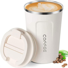 BIAŁY KUBEK TERMICZNY NA WYNOS MAŁY TERMOS COFFE TO GO 380ml EKO