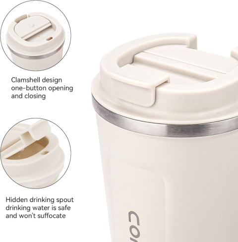 BIAŁY KUBEK TERMICZNY NA WYNOS MAŁY TERMOS COFFE TO GO 380ml EKO BIAŁY KUBEK TERMICZNY NA WYNOS MAŁY TERMOS COFFE TO GO 380ml EKO