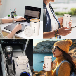 GRANATOWY KUBEK TERMICZNY NA WYNOS MAŁY TERMOS COFFE TO GO 380ml EKO