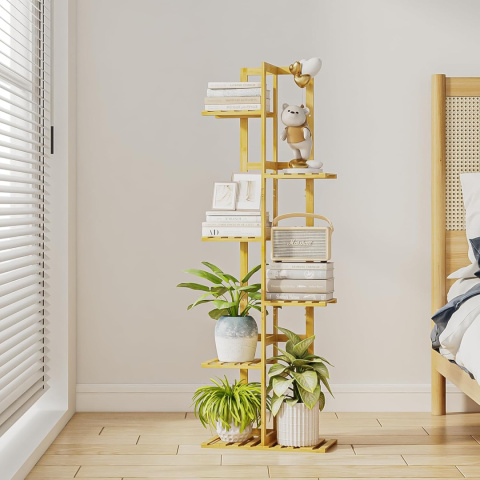 Bamworld Stojak na rośliny, kwietnik , 6-poziomowy, bambusowy, wysoki