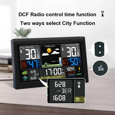 KETOTEK Bezprzewodowa stacja pogodowa z wyświetlaczem VA