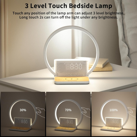 Lampka nocna z 2 budzikami swietlnymi, ładowanie,10 dźwiękow,dotyk Lampka nocna z 2 budzikami swietlnymi, ładowanie,10 dźwiękow,dotyk