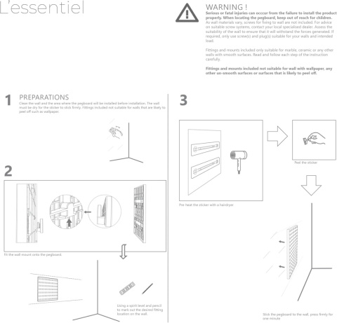 L'essentiel Organizer ścienny , 56 x 56 cm, kompletny zestaw L'essentiel Organizer ścienny , 56 x 56 cm, kompletny zestaw