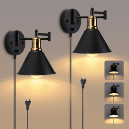 Lightess Vintage Kinkiety ścienne do wnętrz z przełącznikiem 2 szt