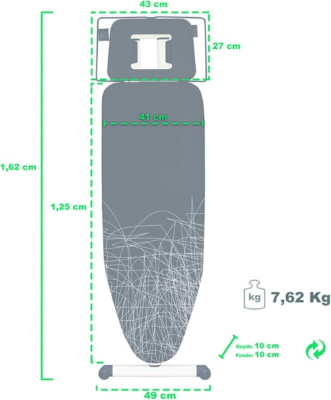 NAWA Super lekka deska do prasowania OSLO,125 x 41 cm, z kółkami