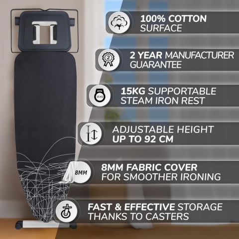 NAWA Super lekka deska do prasowania OSLO,125 x 41 cm, z kółkami