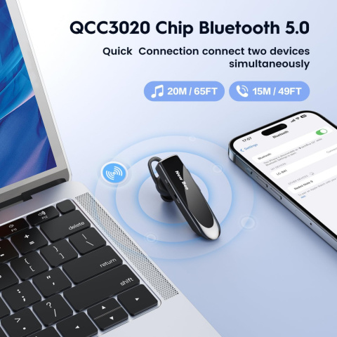 New bee Zestaw słuchawkowy Bluetooth głośnomówiący, plus etui New bee Zestaw słuchawkowy Bluetooth głośnomówiący, plus etui