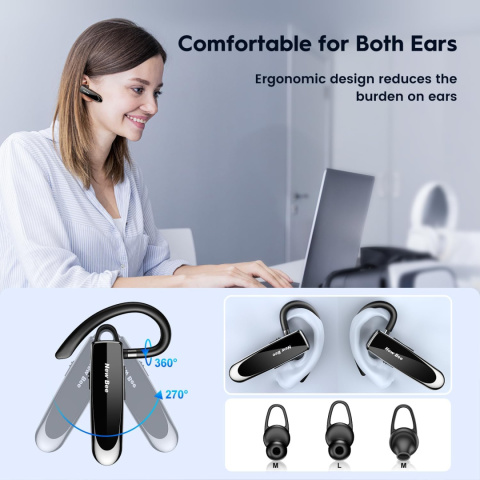 New bee Zestaw słuchawkowy Bluetooth głośnomówiący, plus etui New bee Zestaw słuchawkowy Bluetooth głośnomówiący, plus etui