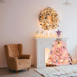 PDream Loom różowa choinka 60 cm z łańcuchem świetlnym LED + dekoracje