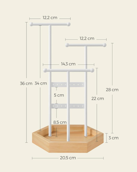 SONGMICS Stojak na biżuterię, metalu i drewna XL SONGMICS Stojak na biżuterię, metalu i drewna XL