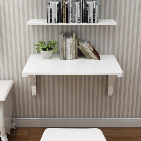 Składany stół ścienny Blat biurka 80x60 cm sosna - bialy