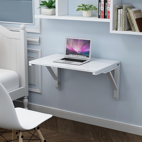 Składany stół ścienny Blat biurka 80x60 cm sosna - bialy