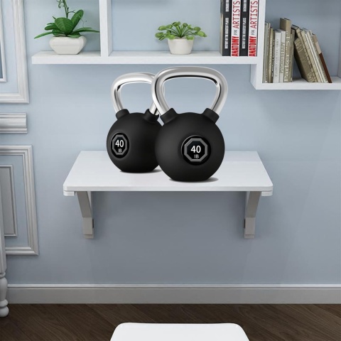 Składany stół ścienny Blat biurka 80x60 cm sosna - bialy