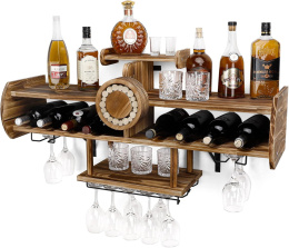 YORBAY Stojak na wino z litego drewna, wiszacy barek