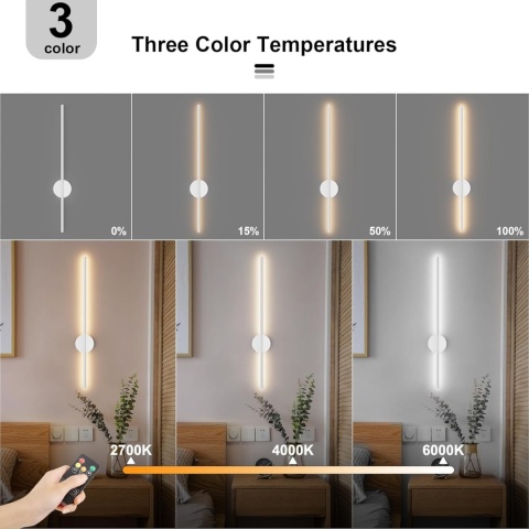 Aipsun Akumulatorowa lampa ścienna z pilotem 100 cm ściemniania timer Aipsun Akumulatorowa lampa ścienna z pilotem 100 cm ściemniania timer