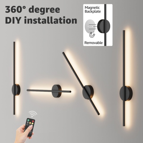 Aipsun Akumulatorowa lampa ścienna z pilotem 100 cm ściemniania timer Aipsun Akumulatorowa lampa ścienna z pilotem 100 cm ściemniania timer