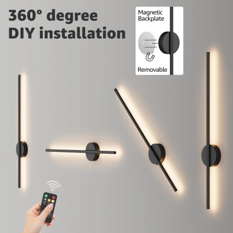 Aipsun Akumulatorowa lampa ścienna z pilotem 60 cm ściemniania timer Aipsun Akumulatorowa lampa ścienna z pilotem 60 cm ściemniania timer