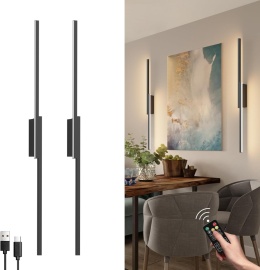 Aipsun Bezprzewodowa lampa ścienna z pilotem,100 cm, 3 barwy, 2 sztuki